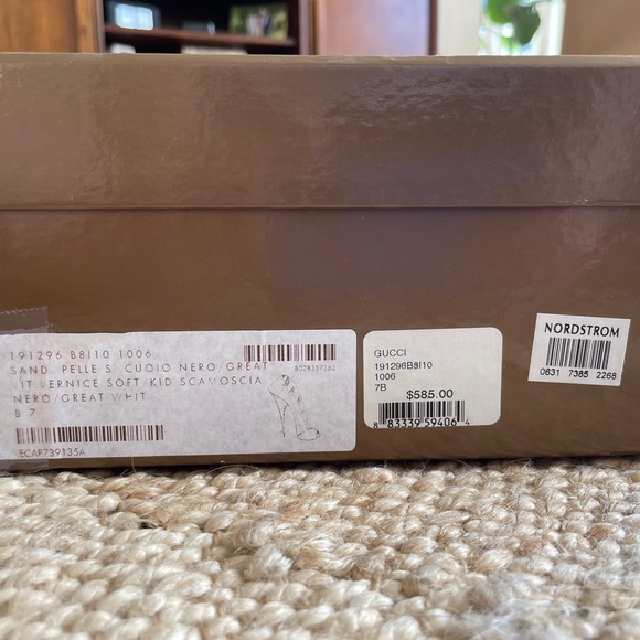 NWT Gucci Suede & Patent Leather Interlocking G Logo Peep-Toes Stiletto Heel 37 - Picture 5 of 10